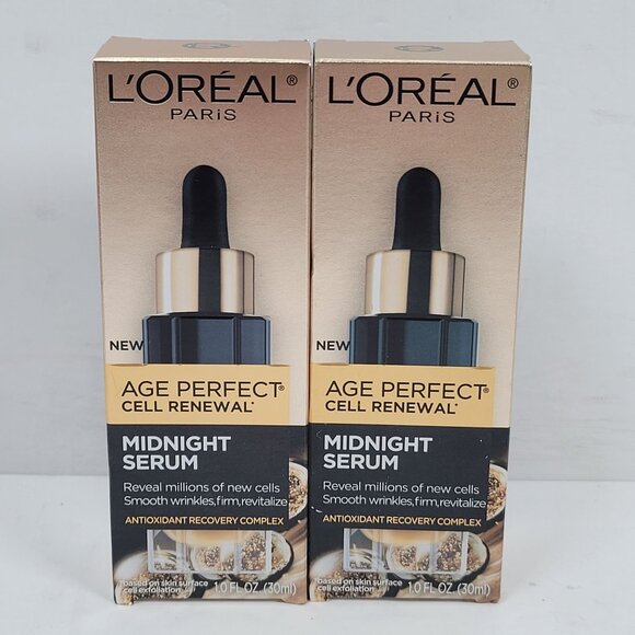 LOreal Paris Age Perfect Cell Renewal Midnight Serum 1.0 Fl Oz NIB Set of 2 - Picture 1 of 5